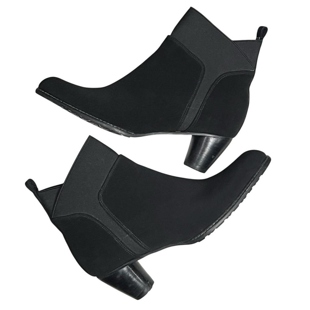 Stuart Weitzman Ankle Boots Women 6 3/4-7 Black Suede Stretch Block Heel Booties